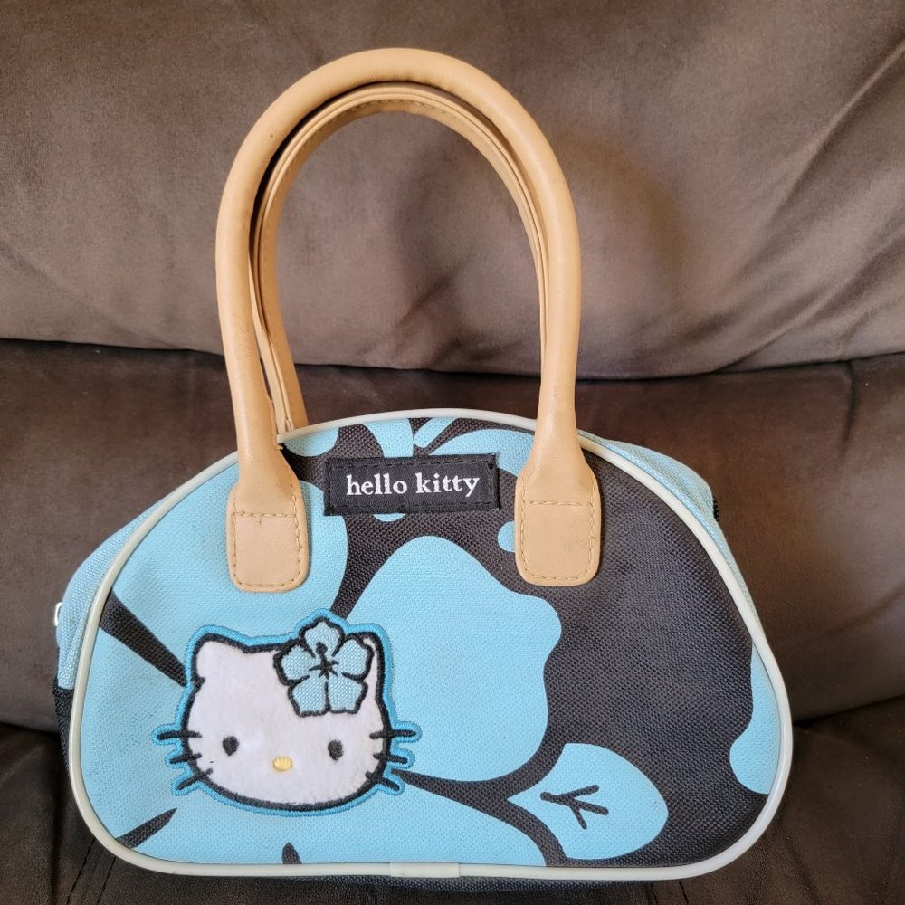 Vintage Sanrio Hello Kitty Hibiscus Mini Shoulder Bag Blue Cute 2002